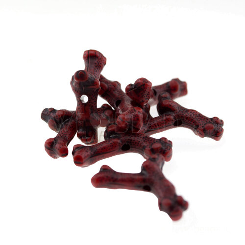 20mm Koralle Perle in blutrot / schwarz