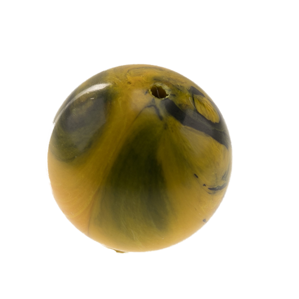 14mm Roundbead in easter flower yellow Marbled