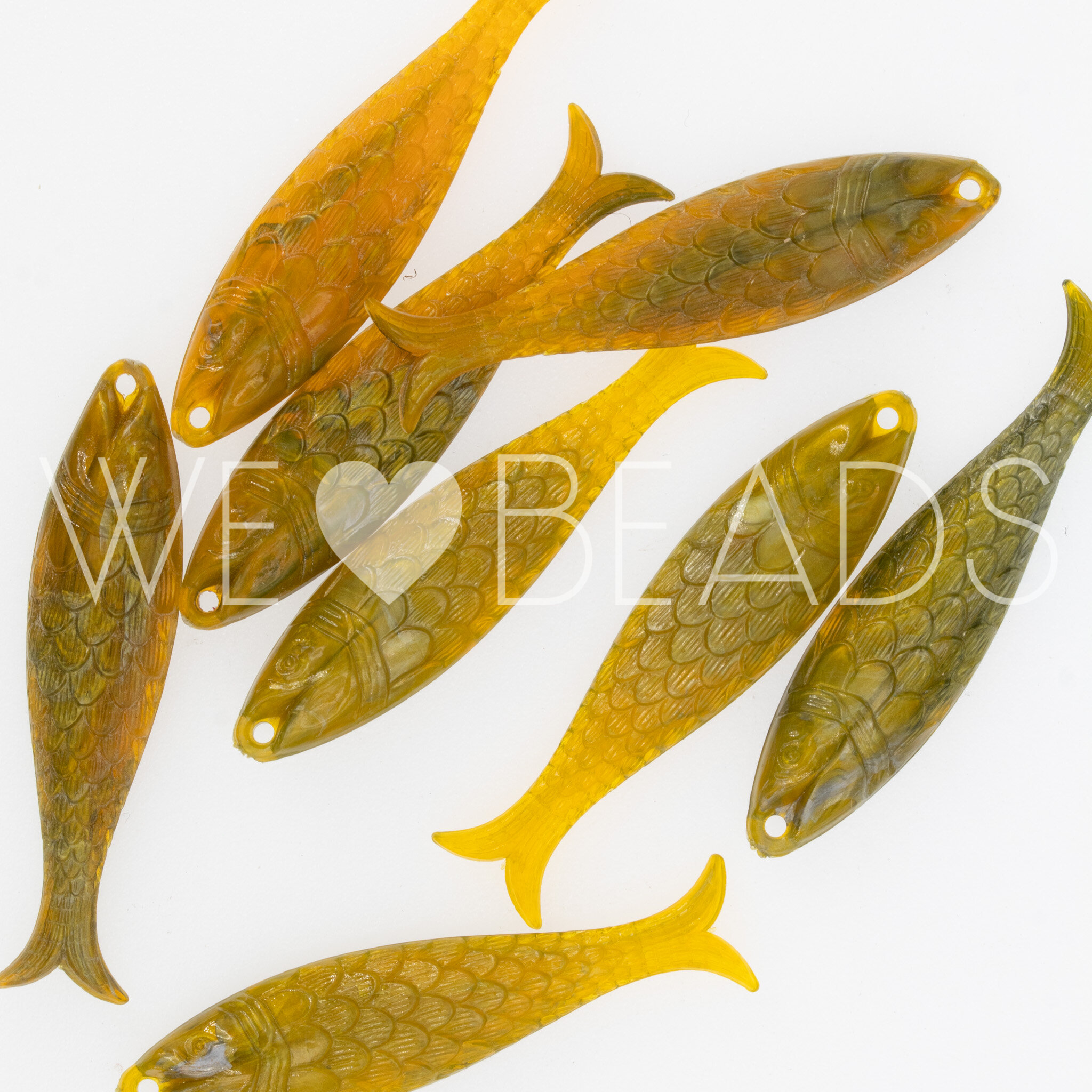 48x11 Fisch Anhänger in currygelb Seide