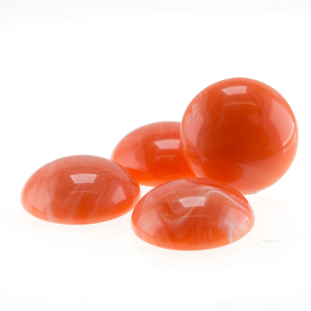 10mm Cabochon oval - flamingo rot Marmor
