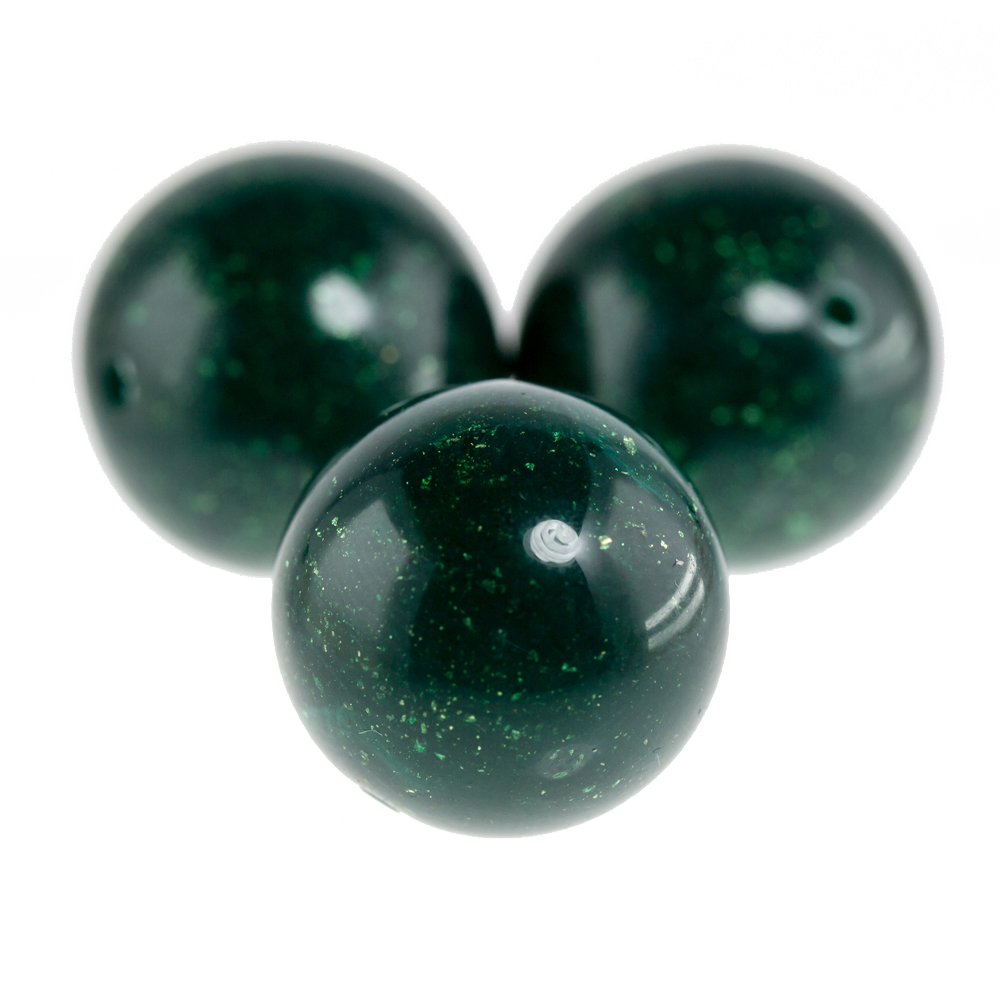 16mm Roundbead in emerald green Marbled