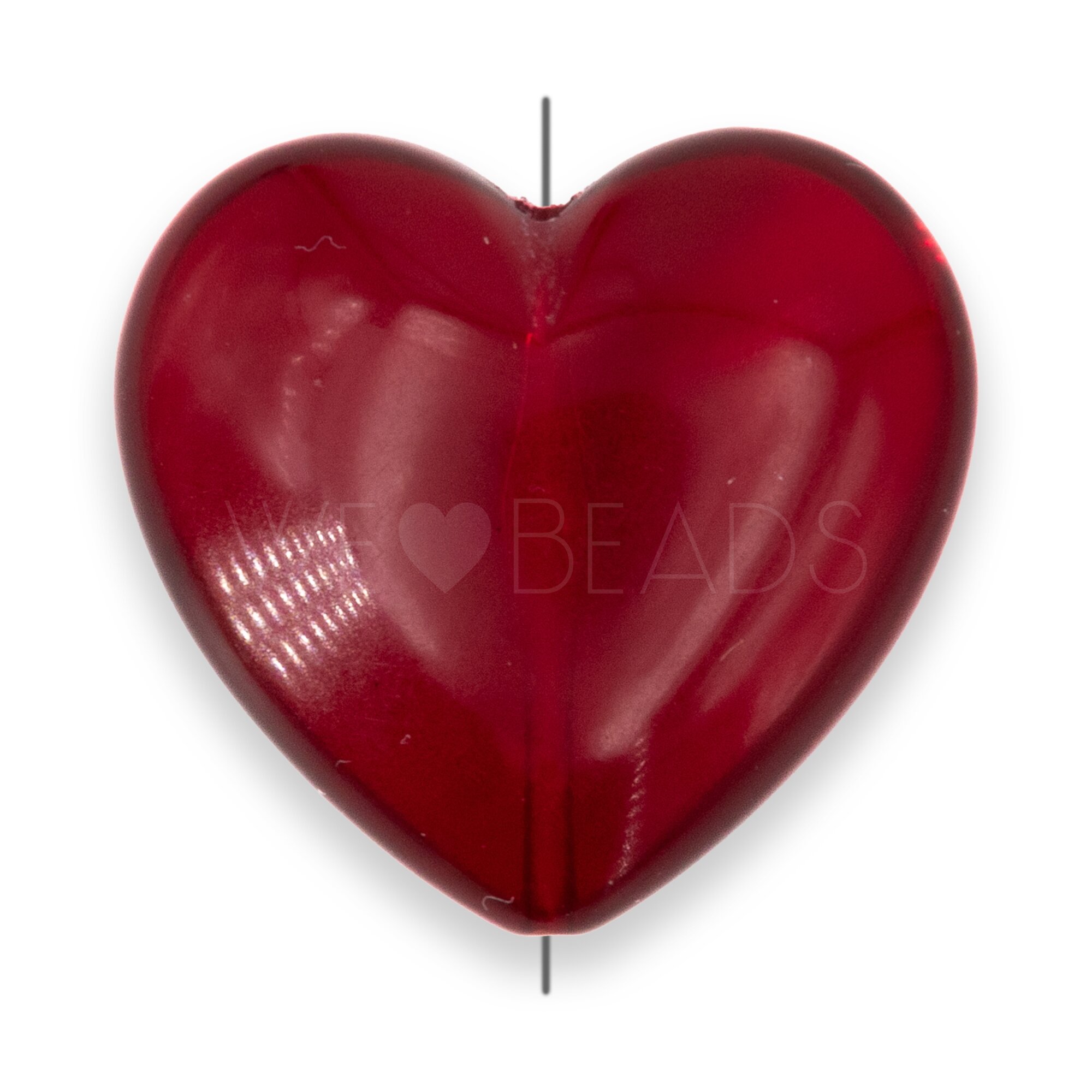 28mm Herz-Perle in rot Transparent