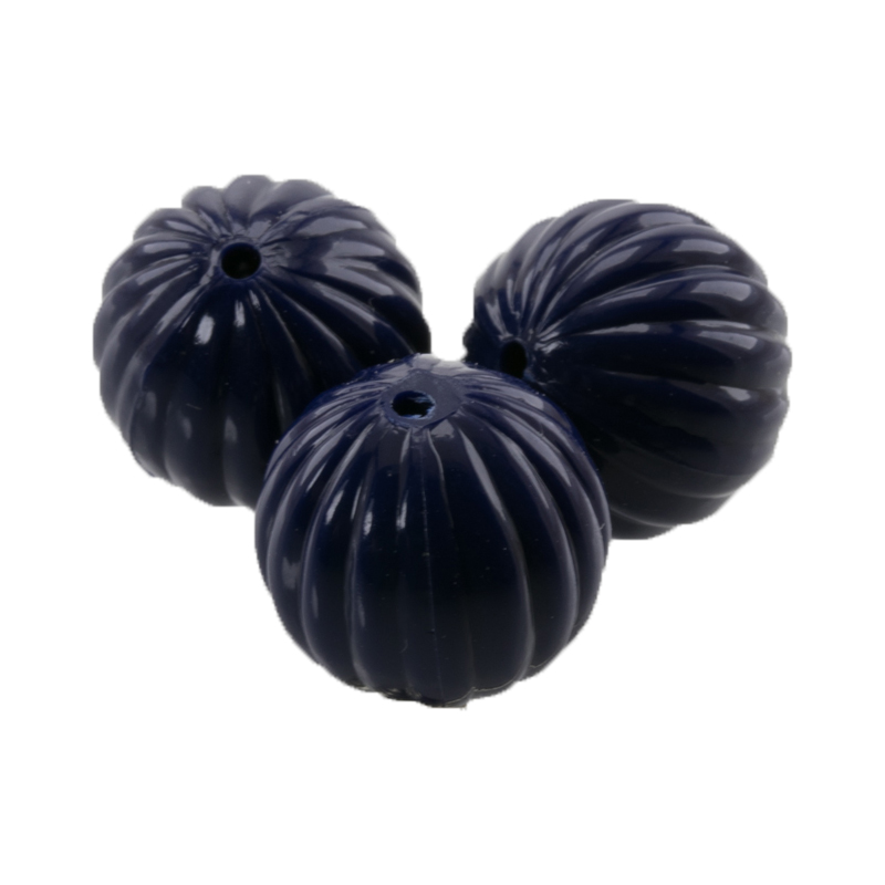 12mm grooved Round  Beads in steelblue