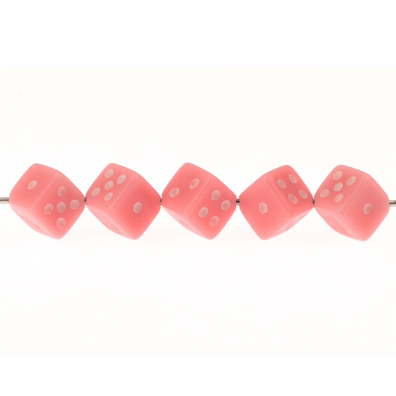 8mm Dice bead - bubllegum pink Opaque, in