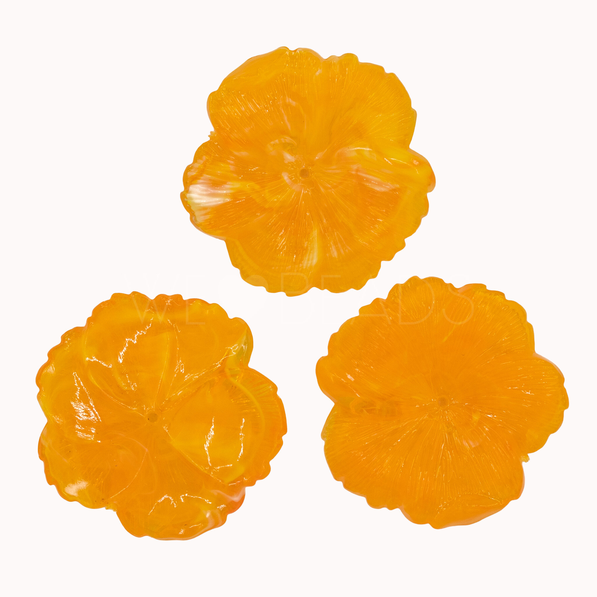 33mm Flower Beads in sun orange