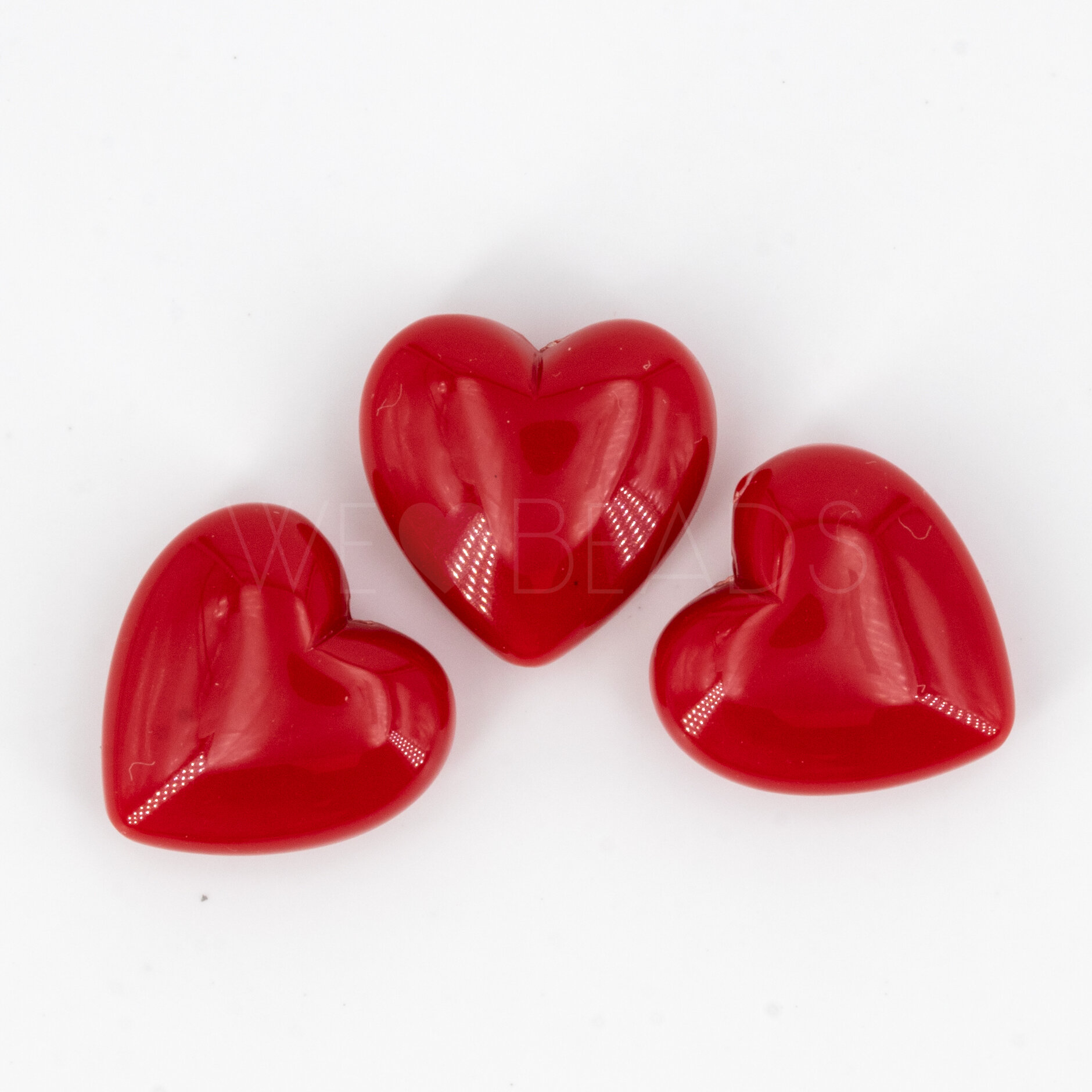 18mm Heart Beads in red