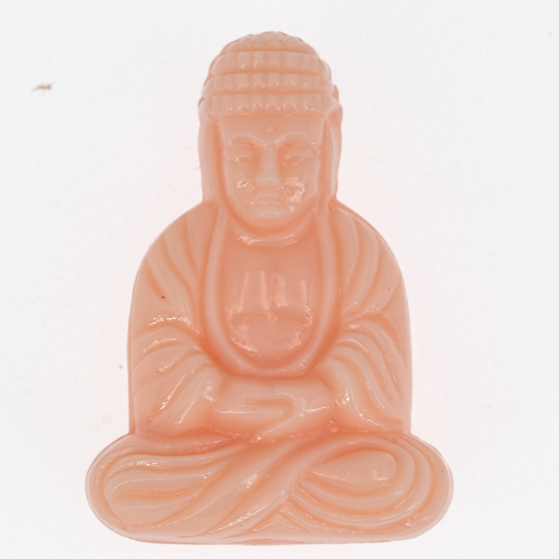 25x18 Buddha-Perle sitzend in muschelrosa Marmor