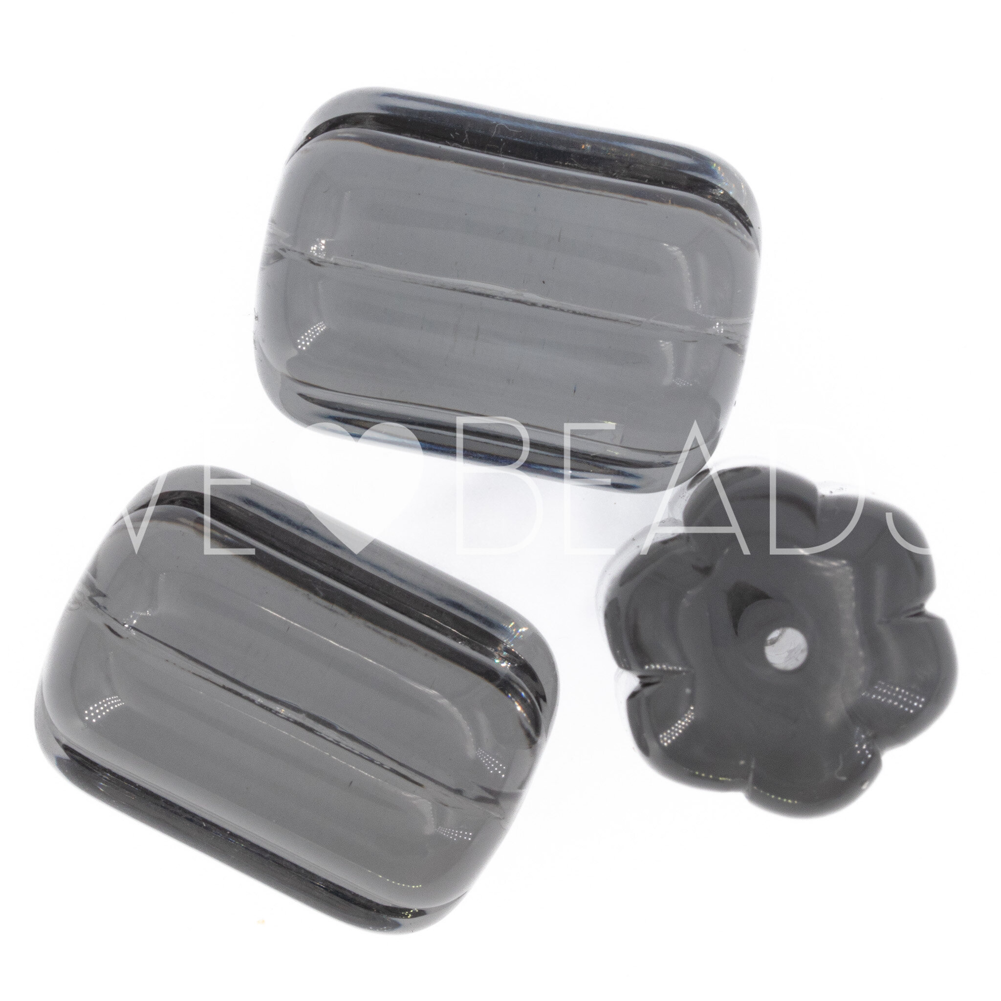 28x18 cylinder Beads in smoke grey Translucent