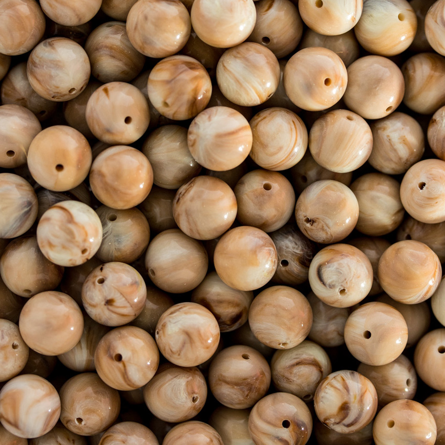 10mm Roundbead in coffee brown  Marbled