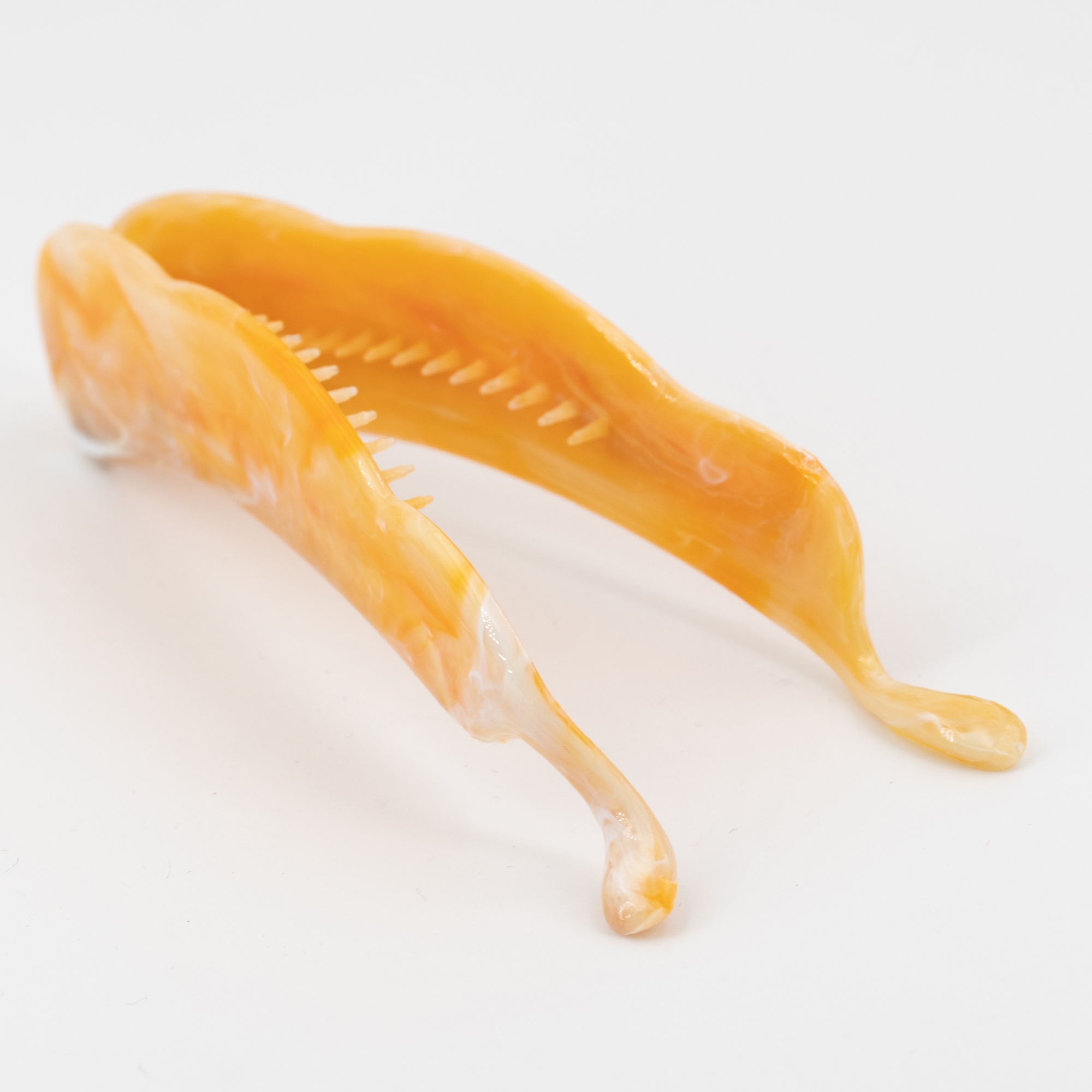 10cm Bananenspange in bernstein Marmor, Satt, medium
