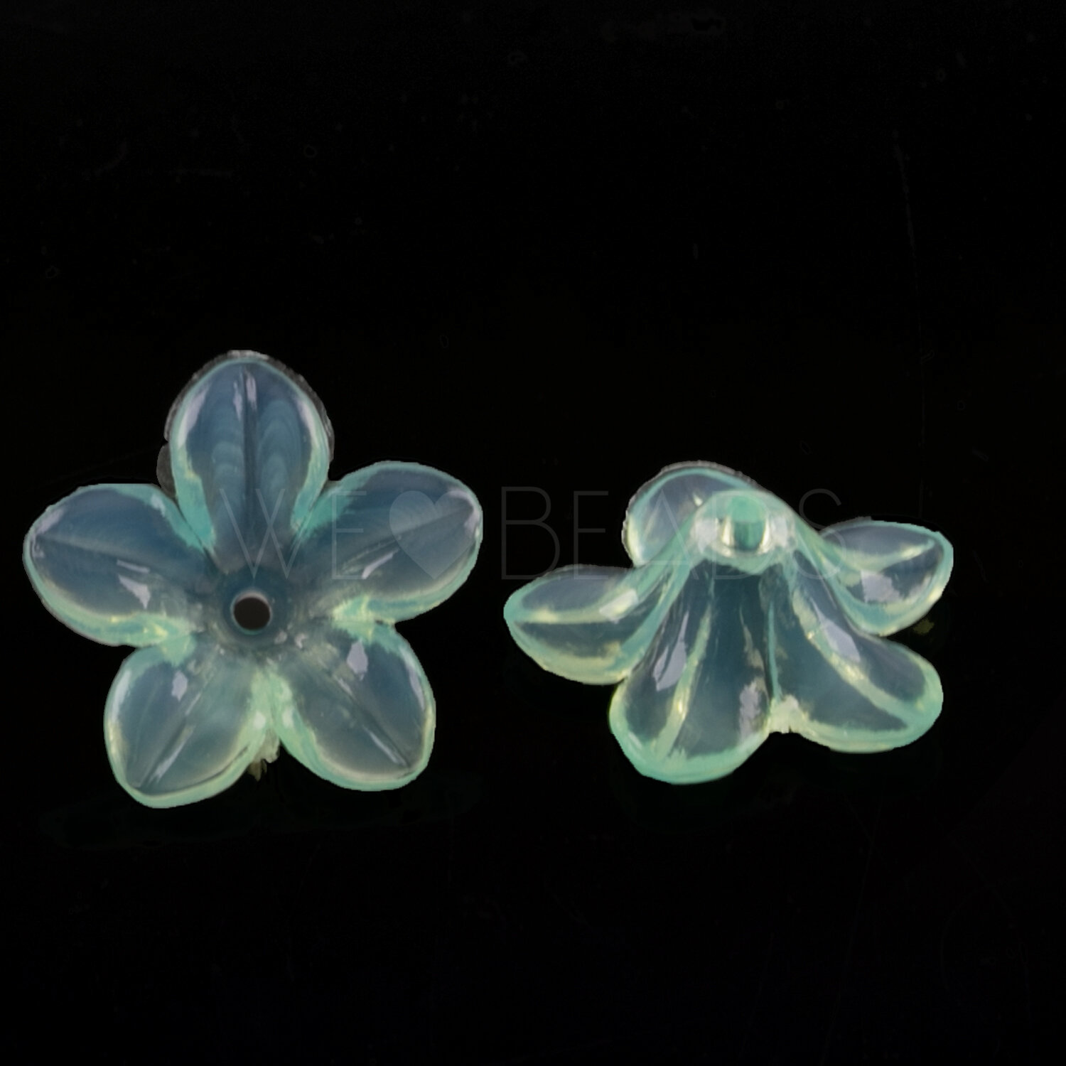 14mm Flower Beads in bermuda turquoise