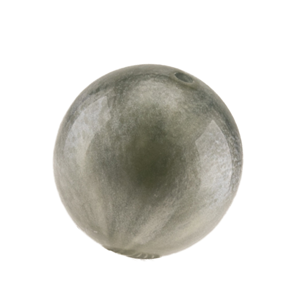 10mm Rundperle in  chromsilber grau Marmor