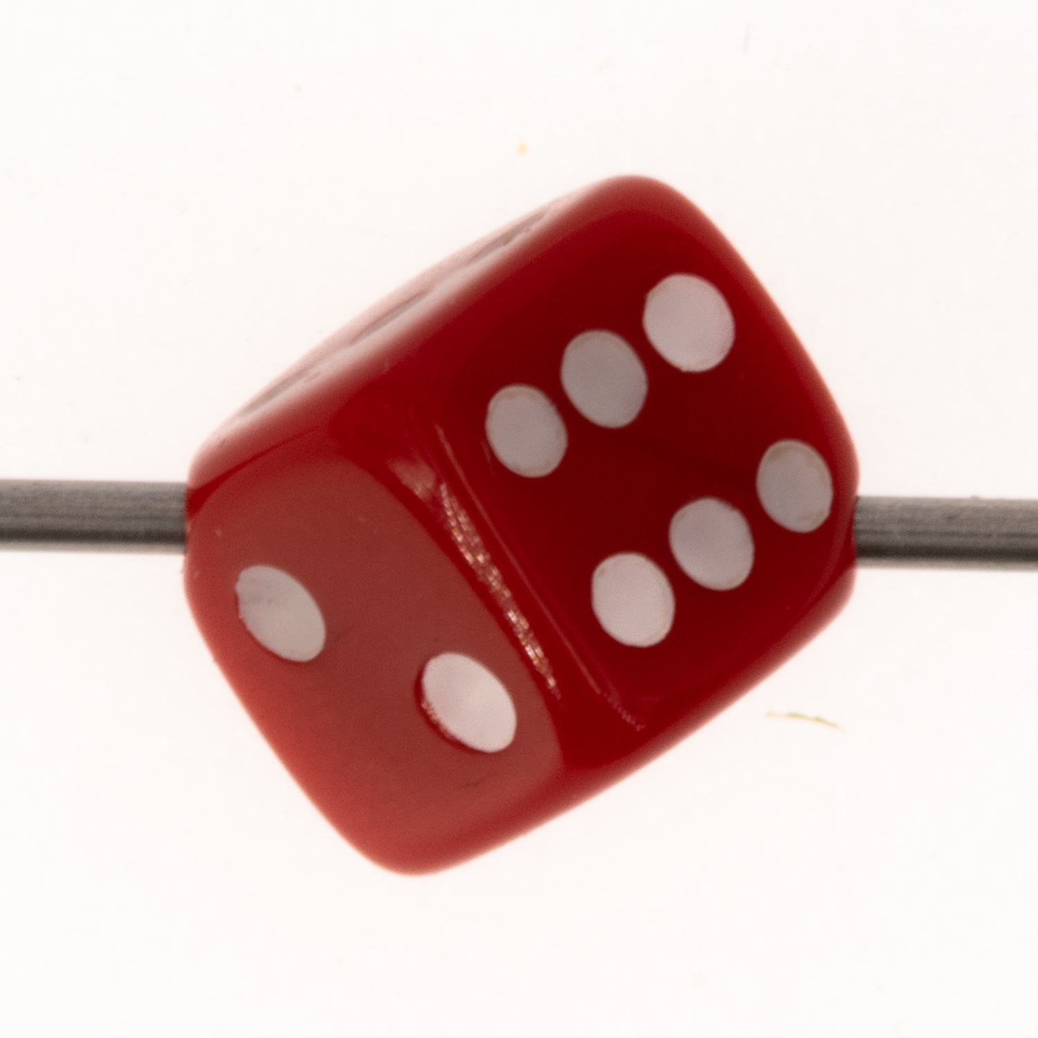 8mm Würfelperle  - rot / weiß  Satt, 