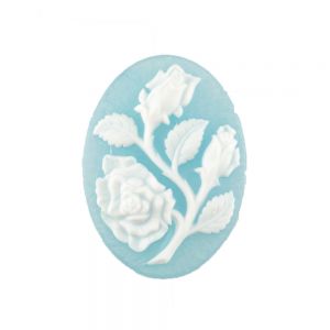 30x22 Camee Rose in türkisblau matt / weißem  