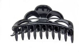 14,5x6cm Haarklammer Groß offenes ornament in schwarz